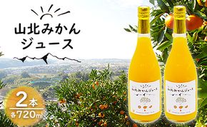 山北みかんジュース720ml2本 - 果汁100％ 高知県産 ブランドみかん 温州みかん ストレートジュース 果物 フルーツ 柑橘 オレンジ yk-0040