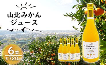 山北みかんジュース720ml6本 - 果汁100％ 高知県産 ブランドみかん 温州みかん ストレートジュース 果物 フルーツ 柑橘 オレンジ おいしい 甘い おすそ分け 飲み物 yk-0011