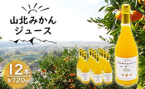 山北みかんジュース720ml12本 - 果汁100％ 高知県産 ブランドみかん 温州みかん ストレートジュース 果物 フルーツ 柑橘 オレンジ yk-0053