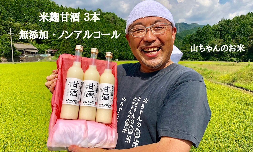 甘酒 『無添加・米麹』山ちゃんの甘酒 500ml 3本セット ノンアルコール・米麹・お米・飲む点滴 128