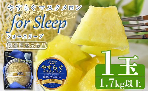 やすらぐマスクメロン for Sleep（フォー スリープ） 1玉（1.7kg以上）- 送料無料 果物 フルーツ 旬 季節 GABA 青肉メロン 箱入り 贈り物 国産 特産品 高知県 香南市【常温】yt-0004