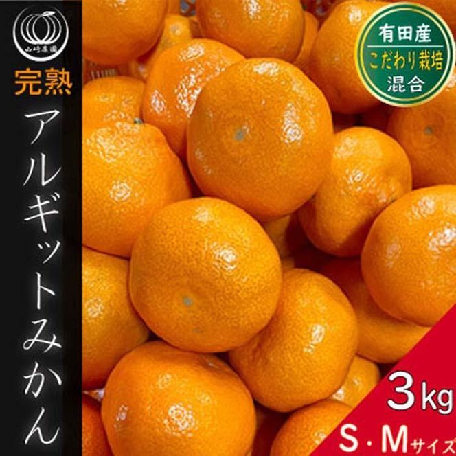 完熟 アルギット みかん 3kg S ～ M サイズ | 年内発送 可 先行予約 みかん 有田みかん 甘い おいしい ジューシー 皮 薄い 完熟 期間限定 フルーツ 果物 人気 おすすめ 高級 こだわり ギフト 旬 お取り寄せ 送料無料 和歌山 DT003