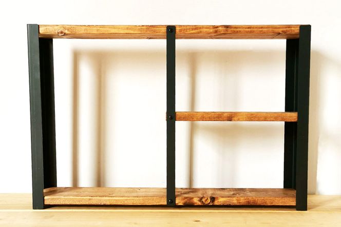 無垢材  収納 シェルフ ラック 飾り棚 Ｍ サイズ [新星金属製作所 大阪府 守口市 20940848] リビング 子供部屋 トイレ アイアン インテリア