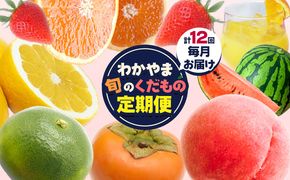 わかやま旬の くだもの 定期便 【全12回】 Ｓ 有田マルシェ 北海道・沖縄・離島不可 《寄附申し込み翌々月より出荷開始》 和歌山県 日高町 苺 いちご 柑橘 清見 オレンジ 小玉 スイカ 桃 みかん ジュース 有田みかん 柿 種無し 果物 フルーツ くだもの 定期 ギフト 送料無料【配送不可地域あり】---wsh_armtei12_23_102000_mo12num1---