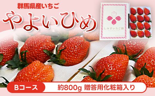 【Bコース】群馬県産いちご「やよいひめ」約800g　贈答用化粧箱入り ANV002