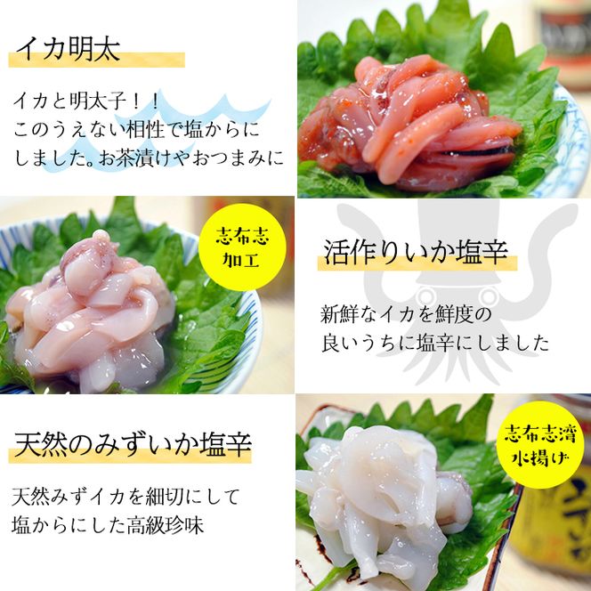 贅沢！志布志湾でとれた新鮮なミズイカ、ちりめんなどを使用した塩からに鹿児島産鰻など８種のセット b5-015