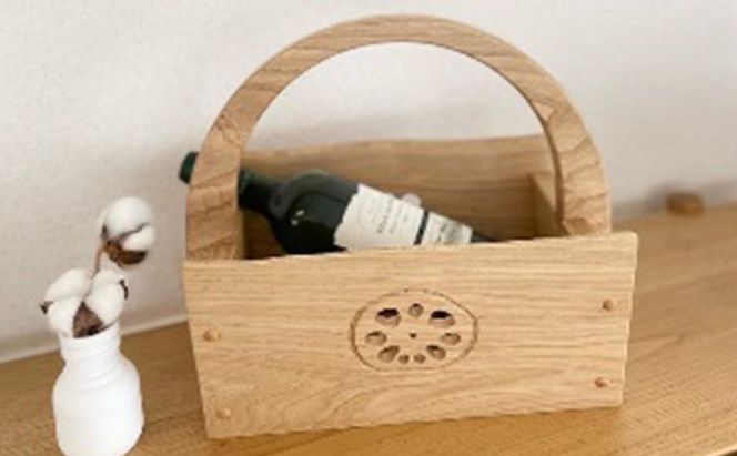 小物入れ 収納 おしゃれ 木製 バスケット 物入れ 雑貨 ナチュラル 無垢材 国産 栗の木 栗材 インテリア 藤枝家具 遊木舎 栗の木の贅沢小物 ハスバスケットH [PT0012-000043]