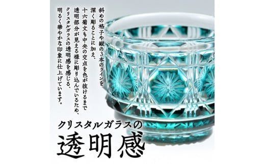 島津薩摩切子　猪口（大） cut18　K010-001