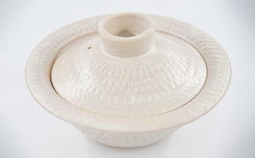【上野焼香春徹山窯】 選べる土鍋 （ 白 ） 1個 幅約23cm×高さ約11cm
