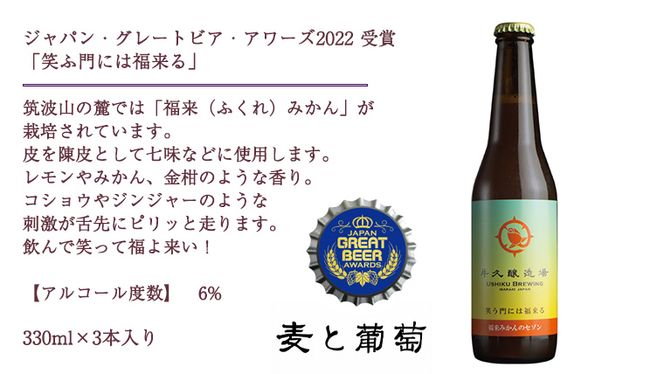 2年連続！《 ジャパン・グレートビア・アワーズ 受賞 》 クラフトビール 2種 計 6本 セット 飲み比べ 茨城県産 牛久醸造場 330ml × 6本 ビール 地ビール クラフト お酒 贈り物 [BJ024us]