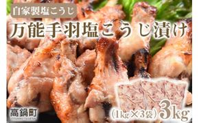 ＜万能手羽塩こうじ漬け 3kg（1kg×3袋）＞翌々月末迄に順次出荷【c812_bn_x3】