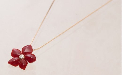 [最高級]赤サンゴの花型ペンダント _kn075!