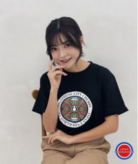 東根市 マンホールＴシャツ(黒)　A-0837r