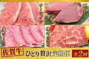 【2回定期便】 佐賀牛 ひとりで贅沢 お楽しみ便 （合計1.15kg）(H085148)