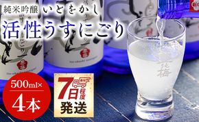 【ＳＰ発送】日本酒 スパークリングワイン風！純米吟醸 いとをかし 活性うすにごり 500ml×4本 gs-0116
