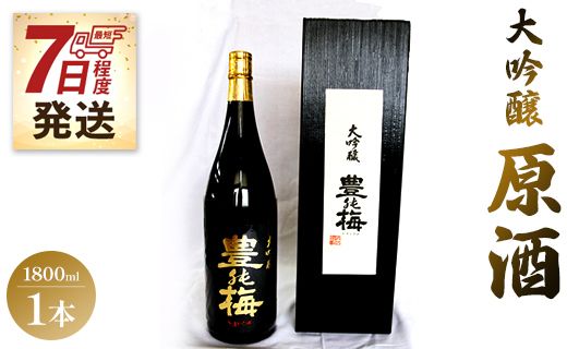 【7日程度で発送】華やかな香りの大吟醸原酒(ギフト用)1800ml - 日本酒 お酒 さけ 豊能梅 とよのうめ 送料無料 アルコール のし 贈り物 晩酌 gs-0068