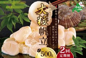 【毎月2ヶ月定期便】北海道 野付産 漁協直送 冷凍ホタテ 貝柱大粒ホタテ500ｇ 【be018-0055-100-2】