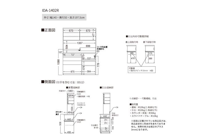 食器棚 カップボード 組立設置 IDA-1402R [No.765]