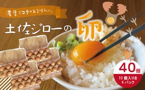 R5-1011．濃厚でコクのある味わい！のびのび育った土佐ジローの自然卵40個（10個入り×4パック）