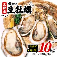 岩手県産冷凍殻付き牡蠣（生食可）10kg(180～230g）殻付 殻付き 生食 冷凍 殻付き 生食用 三陸 三陸産 大船渡 [koku005_180]