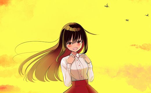 デジタル イラスト 夕日に映える「釧路湿原」と 釧路ゆうひちゃん | Mナオキオリジナル 作品 北海道 釧路町 釧路超 特産品 121-1263-63