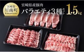 宮崎県産豚肉バラエティ３種セット【ミヤチク 九州産 豚 ぶた 肉 ロース バラ とんかつ 焼肉 おうちごはん おうち時間】[D00635]