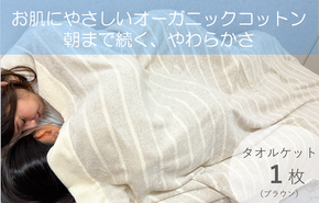 020C258 お肌にやさしいタオルケット（cotton meシリーズ）1枚（ブラウン）【泉州タオル 国産 吸水 普段使い シンプル 日用品】