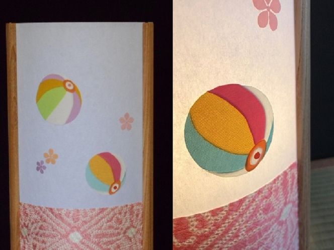 030D061 着物生地で作ったおしゃれな行灯 カラフルな紙風船【あんどん 工芸品 和風 置物 壁飾り インテリア】
