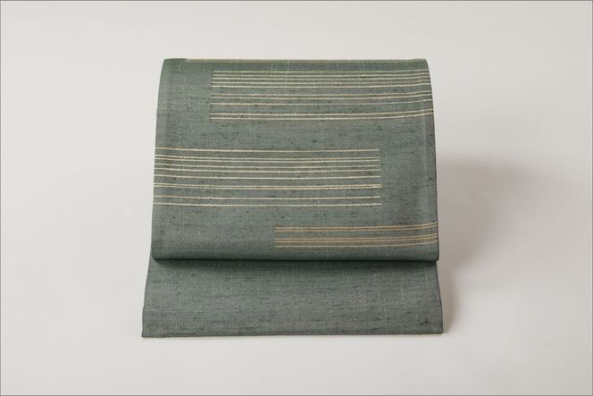 丹後の藤布　京袋帯「古代藤糸段文」　濃い青　FY00078