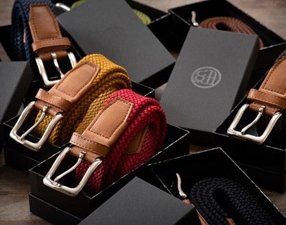 [P030] 組紐ベルト「CLVER」オイルレザー（30mm）　紺