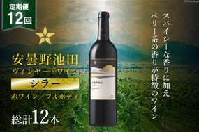 12回 定期便 赤ワイン サッポロ グランポレール 安曇野池田ヴィンヤード「シラー」750ml 総計12本 [池田町ハーブセンター 長野県 池田町 48110611] 赤 ワイン フルボディ 濃厚 凝縮 お酒 酒