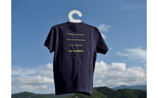 森吉山Ｔシャツ（ネイビー・Ｌ）バックプリント有　ステッカー３枚　セット|skbm-00051