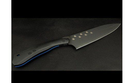 H60-11 NYAIFE KITCHEN （ニャイフキッチン）【ブラックブレード】牛刀 ブラック/ブルー サーバルキャットver