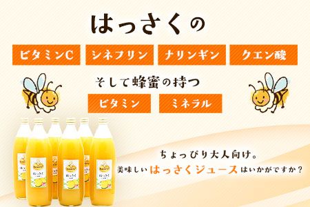 honey＋はっさくジュース 1000ml×6本 村上養蜂《30日以内に出荷予定(土日祝除く)》和歌山県 紀の川市---wsk_murayhskj_30d_22_29000_6l---