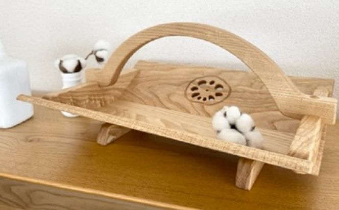 小物入れ 収納 おしゃれ 木製 バスケット 物入れ 雑貨 ナチュラル 無垢材 国産 栗の木 栗材 インテリア 藤枝家具 遊木舎 栗の木の贅沢小物 ハスバスケットL [PT0012-000042]