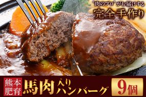 馬肉入り手作りハンバーグ(約150g×9個)　肉の宮本《45日以内に出荷予定(土日祝除く)》---sn_fmiyahamburg_45d_r7_11000_9i---