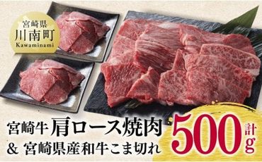 宮崎牛肩ロース焼肉用と宮崎県産和牛こま切れのセット 計500g[D0618]