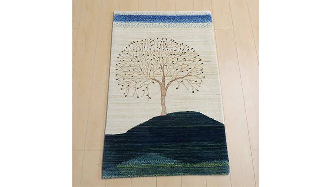 【限定1品】ギャッベ ルリバフ 123×78cm 手織り 最高級 天然 ウール100% 草木染 リビングサイズ おしゃれ かわいい モダン 北欧 ラグ 絨毯 マット (HS-11089） ラグマット カーペット ギャベ 床暖房対応 ホットカーペット対応 [BP228-NT]