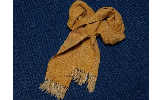 363.手つむぎ絹の草木染マフラー ストール ショール 天然素材