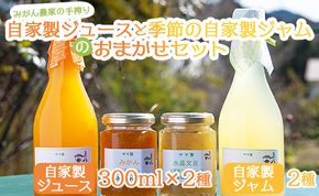 みかん農家の手搾り自家製ジュース(300ml×2種)と季節の自家製ジャム(2種)のおまかせセット - 国産 飲料 濃縮2倍 柑橘 フルーツ 果物 加工品 ジャム eh-0034