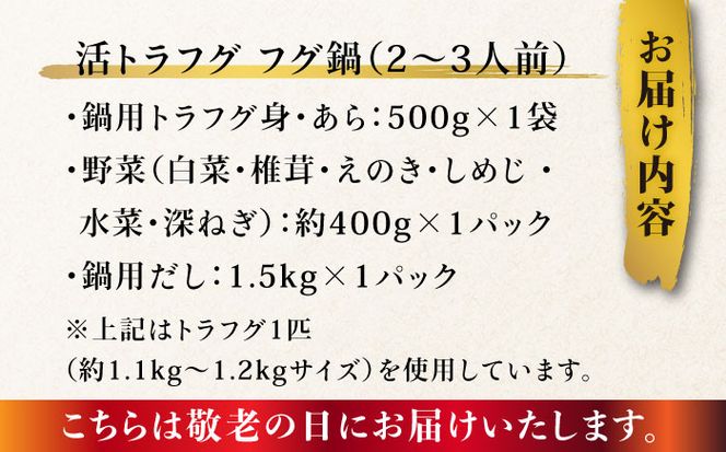 【敬老の日にお届け！】【長崎県産】トラフグフグ刺し・フグ鍋セット（2～3人前） / ふぐ 刺身 鍋 南島原市 / ながいけ[SCH073]