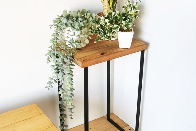 無垢材とアイアンのシェルフ ライトブラウン Lサイズ 32cm 完成品 [新星金属製作所 大阪府 守口市 20940863] 