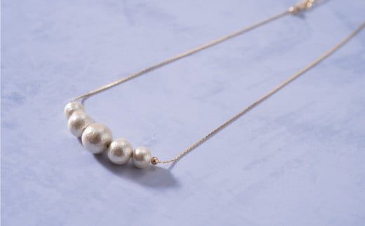 GL001コットンパール「キスカ」ゴールドチェーンネックレス