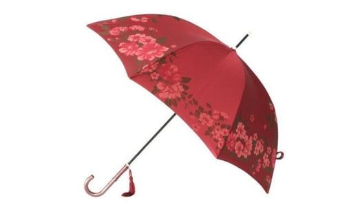 槙田商店【晴雨兼用】長傘 ”絵おり” 大バラ：エンジ FAA5069