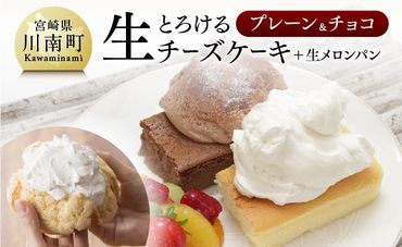 『押川春月堂本店』とろける生チーズケーキセット（プレーン＆チョコ）