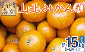 家庭用 山北みかん 露地(Ｓ～Ｍ)Ｂ品 15kg 高橋農園 - フルーツ 果物 くだもの 柑橘類 ミカン 蜜柑 Ｂ品 小傷あり 家庭用 季節限定 期間限定 新鮮 農家直送 露地栽培 高橋農園 高知県 香南市 th-0016