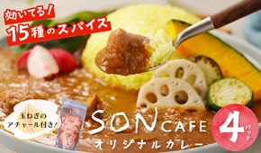 099H1723 【スピード発送】15種スパイスを使用したSONカフェ特製カレー 200g×4P＆玉ねぎのアチャール×1P いずみピクルス NSW