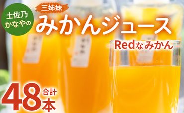 土佐乃かなやのみかんジュース Redなみかん 合計48本 - 柑橘 ミカン 果物 フルーツ 濃厚 果汁 100％ ストレート 飲料 合同会社Benifare 高知県 香南市 be-0034