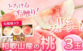 桃 もも 紀州 和歌山産 の 桃 3玉 化粧箱入 魚鶴商店《2026年6月下旬-8月上旬より発送予定》  和歌山県 日高町 贈り物 ギフト---wsh_cuot157_6g8j_25_9000_3t---