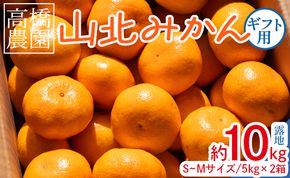 高橋農園 山北みかん5kg(露地・Ｓ～Ｍ) ×2箱  (合計10kg) - 果物 フルーツ 温州みかん ミカン 蜜柑 柑橘 甘い 送料無料 ギフト のし 贈り物 プレゼント 数量限定 期間限定 高知県 香南市 th-0012